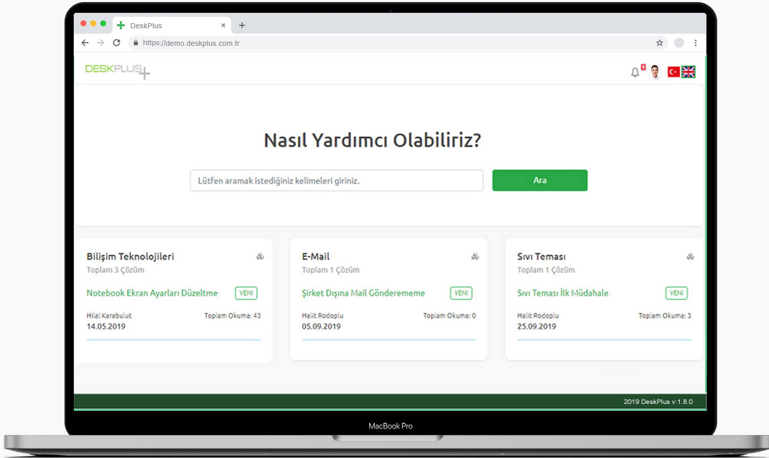 helpdesk destek masası programı bilgi bankası